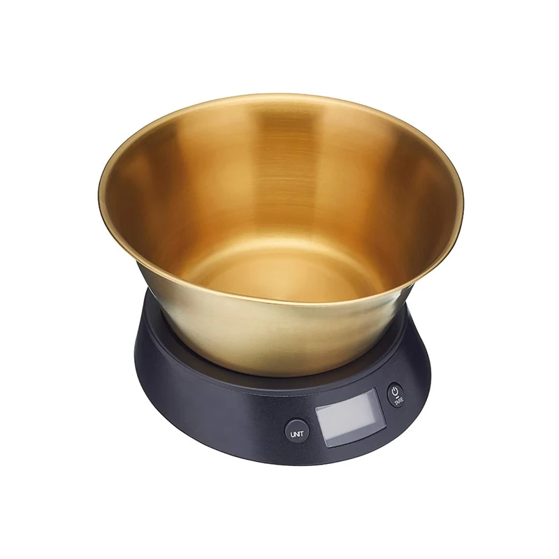 MasterClass Digital Kitchen Scales with Bowl in Gift Box, Brass / Black, 5 kg
