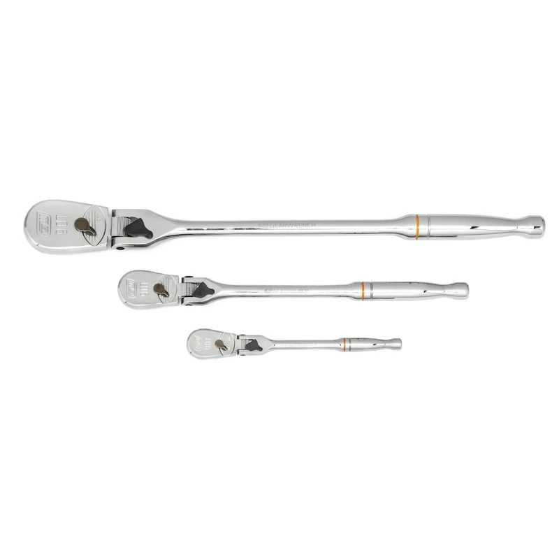 GearWrench 3 Pc. 1/4", 3/8" & 1/2" Drive 90 Tooth Locking Flex Head Teardrop Ratchet Set - 81276T
