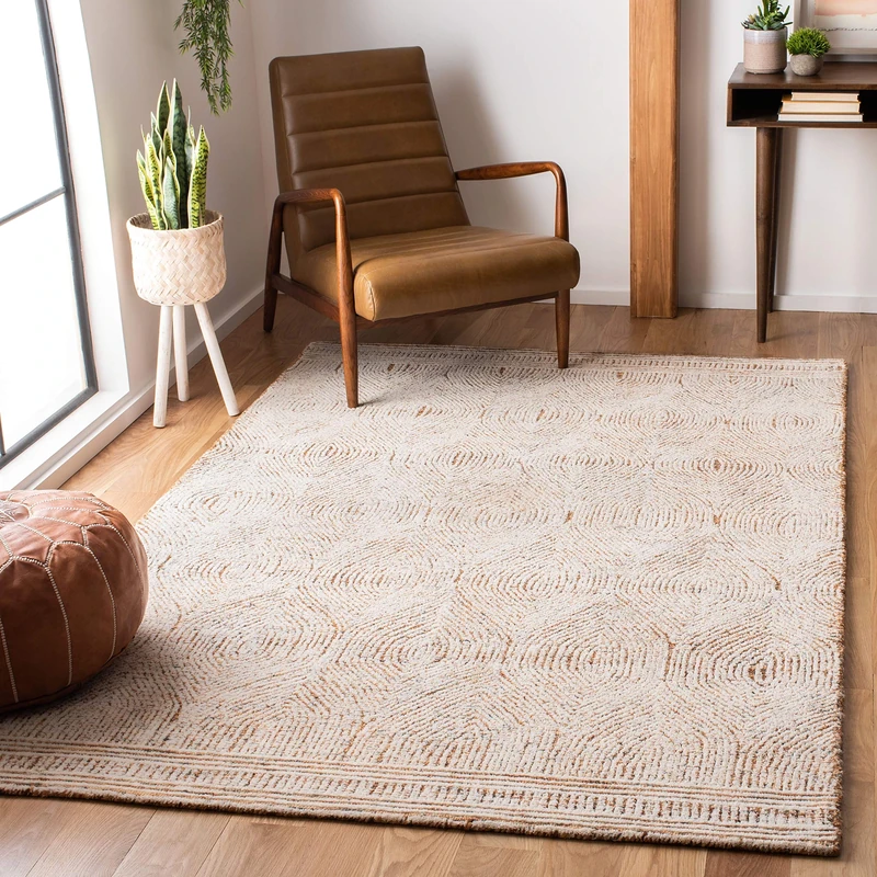 Safavieh Abstract Collection Contemporary Rug for Living Room Dining Room Bedroom Short Pile Ivory and Rust 60 x 90 Inch