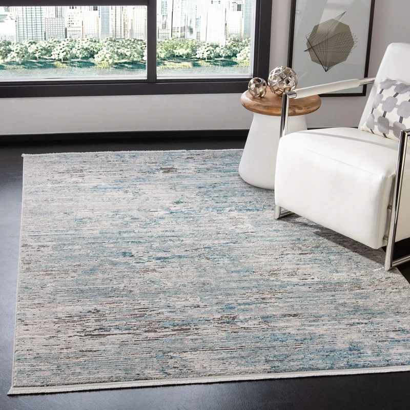 Safavieh Contemporary Indoor Woven Rectangle Area Rug, Shivan Collection, SHV720, in Blue / Grey, 122 X 183 cm for Living Room, Bedroom or Any Indoor Space