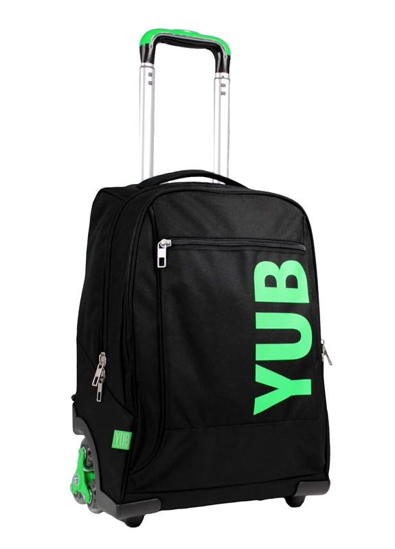 Yub Rolling backpack, URBAN FLUO Wheeled Book Bag, 3 in 1, Detachable Backpack + Trolley, for Teen, Girls&Boys, For School, Sport, Free Time, Laptop Sleeve, Italian Design, black