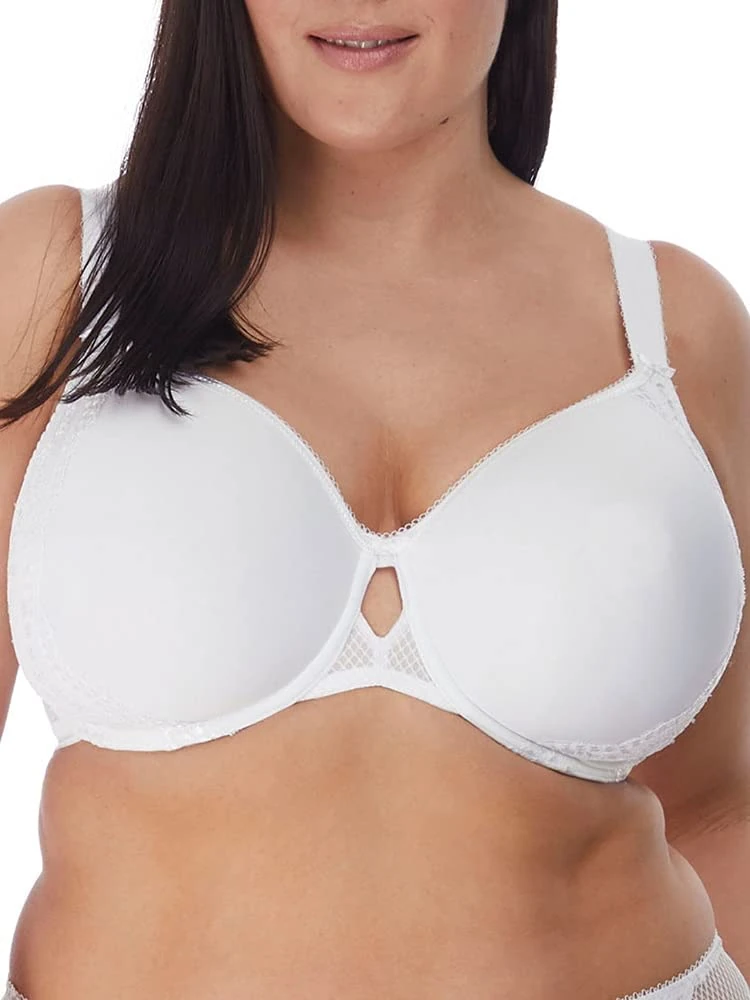 Elomi Women's Plus Size Charley T-Shirt Seamless Breathable Spacer Underwire Bra, White, 36E