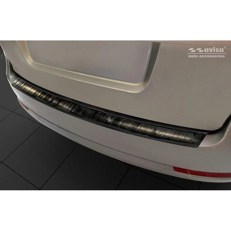 Avisa Black Stainless Steel Rear bumper protector compatible with Skoda Octavia II Combi 2004-2013 (excl. Scout) 'Ribs'