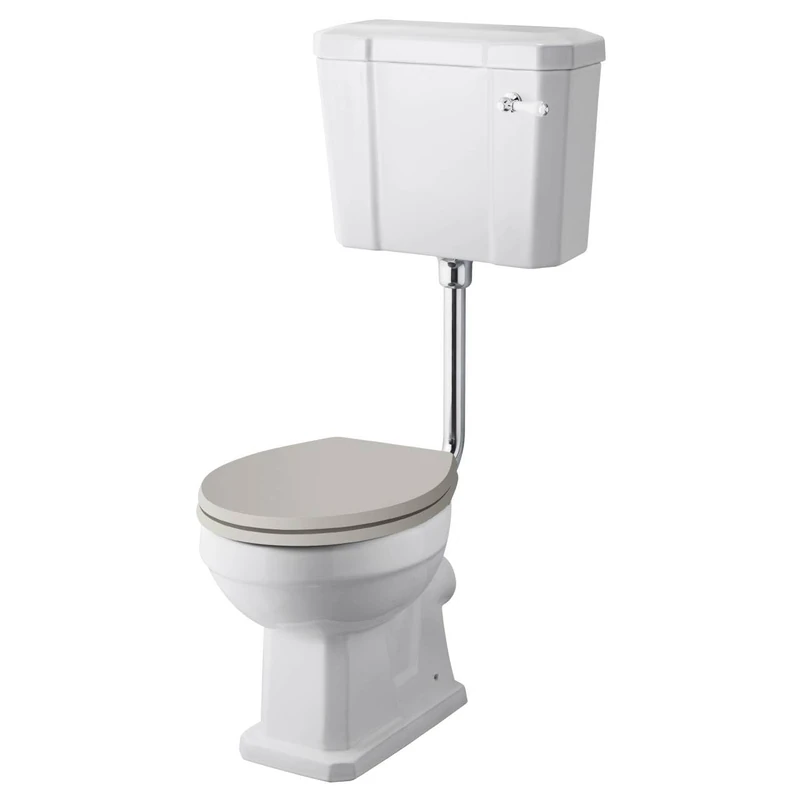 Old London CCR034 Richmond Traditional Bathroom Comfort Height Low Level Toilet WC and Flush Pipe (Seat Not Included), 1041mm x 470mm x 660mm, White