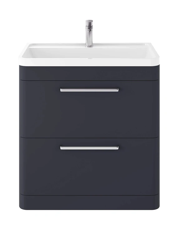 Hudson Reed SOL303 Solar ǀ Modern Bathroom Soft Close Double Door Floor Standing Vanity Unit with 1 Tap Hole Basin, 800mm x 840mm x 450mm, Indigo Blue, 800mm
