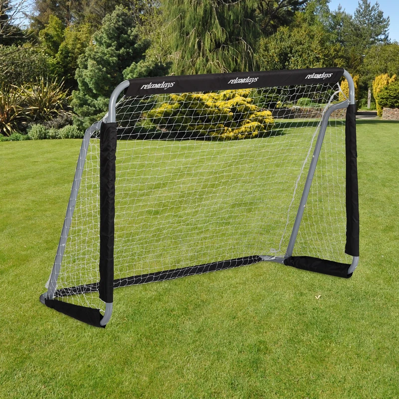 Relaxdays Football Goal, Pro Soccer Goal For Adults & Kids, With Net, For Garden, HWD 110x150x75 cm, Grey/Black