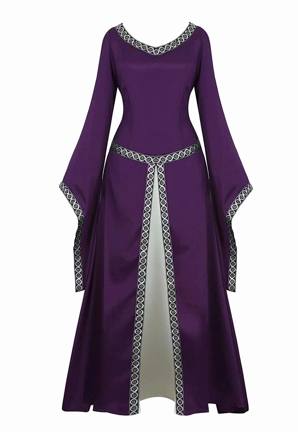 jutrisujo Medieval Dress Renaissance Costume Long Gown Irish Over Deluxe Victorian Vintage Cosplay Women Purple M