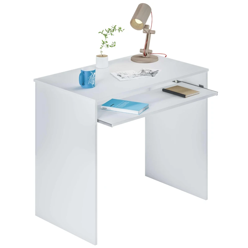 Habitdesign 002314A Computer Table with Removable Tray, White Artik, 90 x 54 x 79 cm