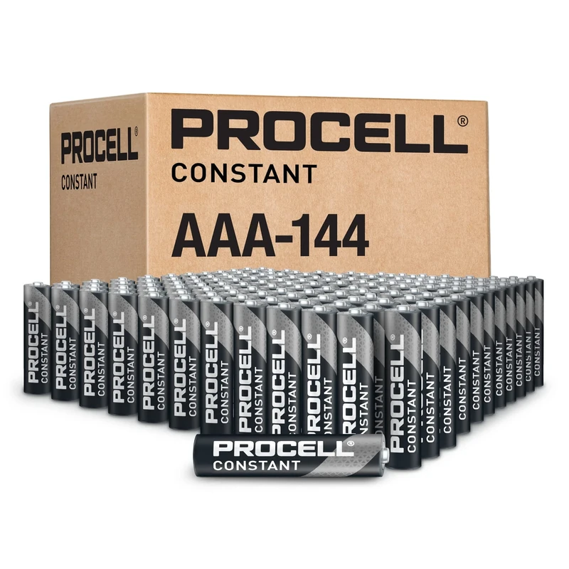 ProCell Constant AAA alkaline batteries (pack of 144 batteries), 10-year shelf life, bulk-value packaging for professional devices with consistent moderate power consumption.
