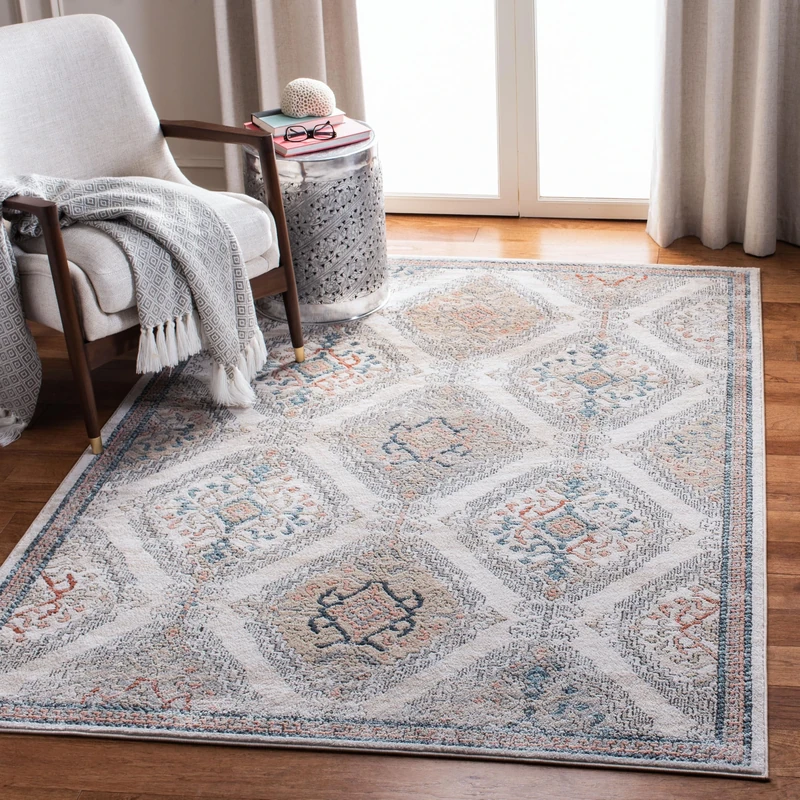 Safavieh Classic Indoor Woven Rectangle Area Rug, Oregon Collection, ORE885, in Grey/Ivory, 155 X 229 cm for Living Room, Bedroom or Any Indoor Space