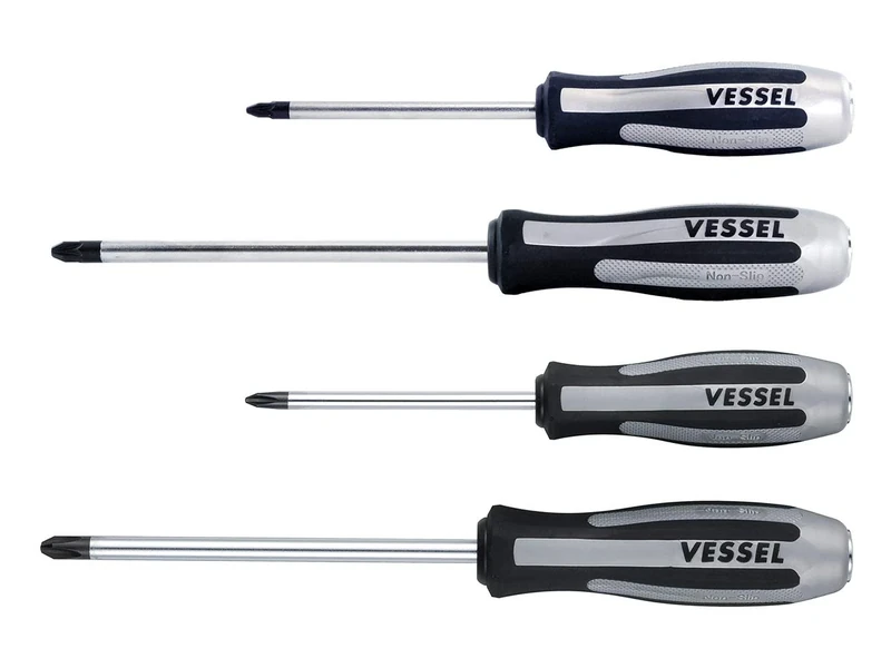 VESSEL Set of 4 Impact Screwdrivers MEGADORA IMPACTA PH2, PH3, PZ2, PZ3