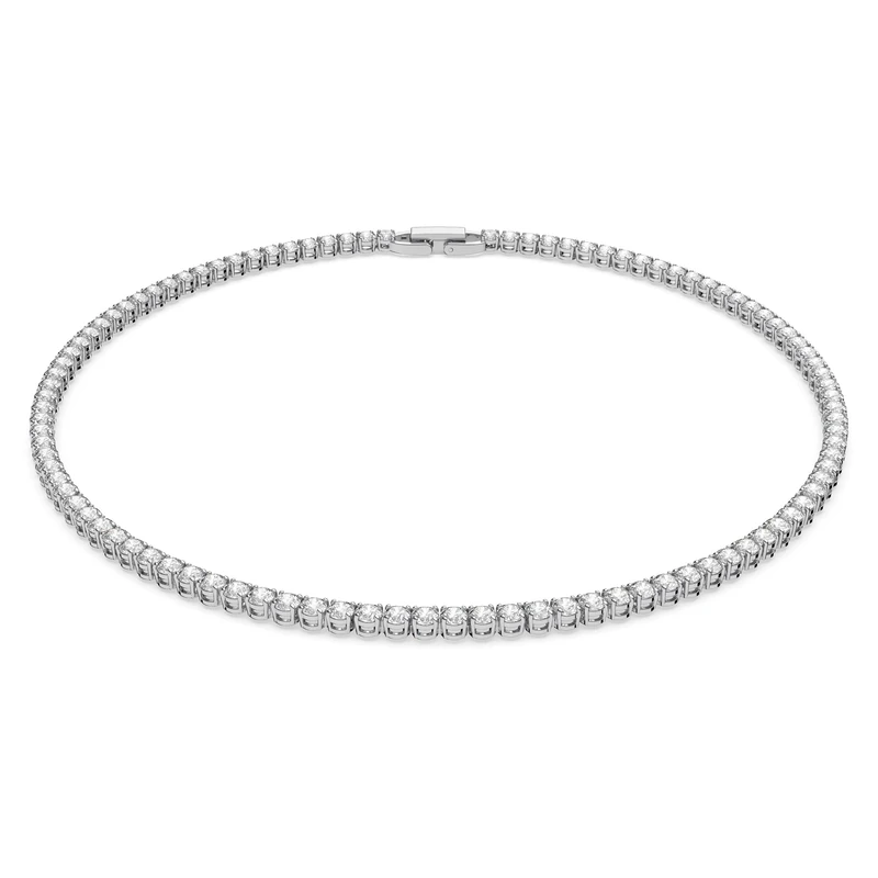 Swarovski Tennis Deluxe necklace, Round, White, Rhodium plated
