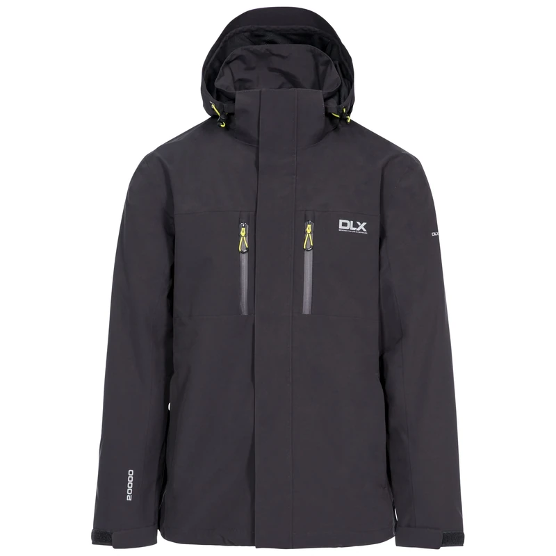 DLX Men Oswalt Waterproof Jacket with Removable Hood & Underarm Ventilation Zips - Dark Grey, X-Large