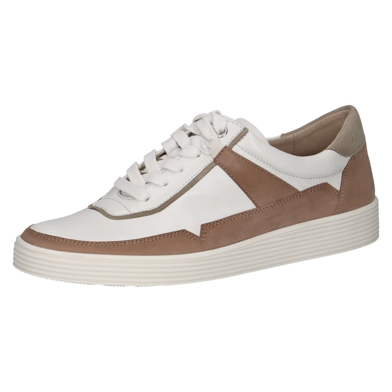 CAPRICE Women's Flat Leather Trainers with Laces, Taupe, 4.5 UK