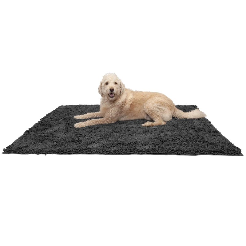 Furhaven XXXL Pet Door Mat Muddy Paws Absorbent Chenille Shammy Rug, Washable - Charcoal (Gray), Jumbo Plus (3XL)