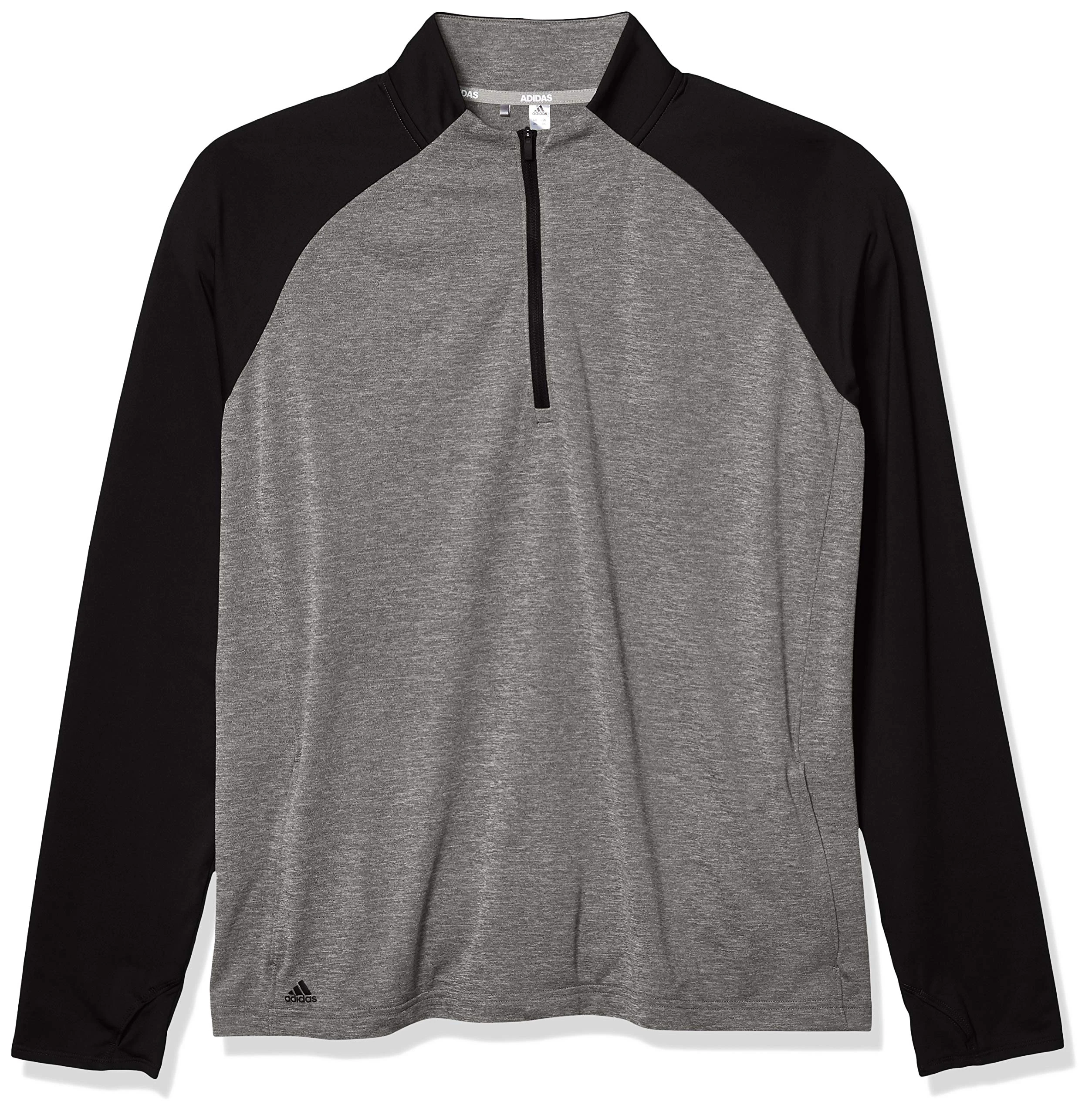 adidas Golf Heathered Half Zip Layer, Black Heather, X-Small