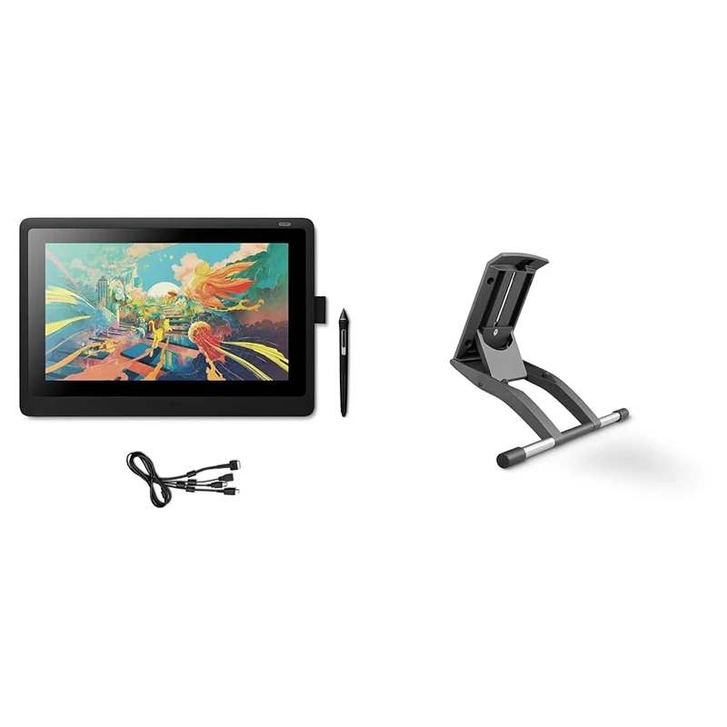 Wacom Cintiq 16 Full HD Display – 15.6-inch Graphic Display with Integrated legs & Replacement Tips – Compatible with Windows & Apple – Black & Adjustable Stand