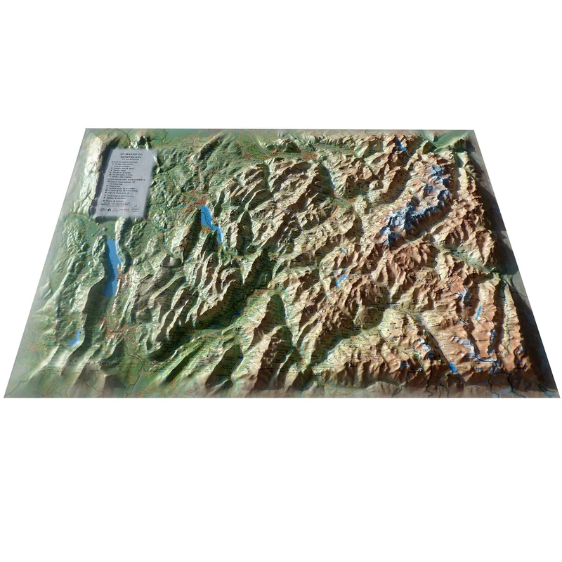 Carte en relief du Mont Blanc et sa région : 1/210 000