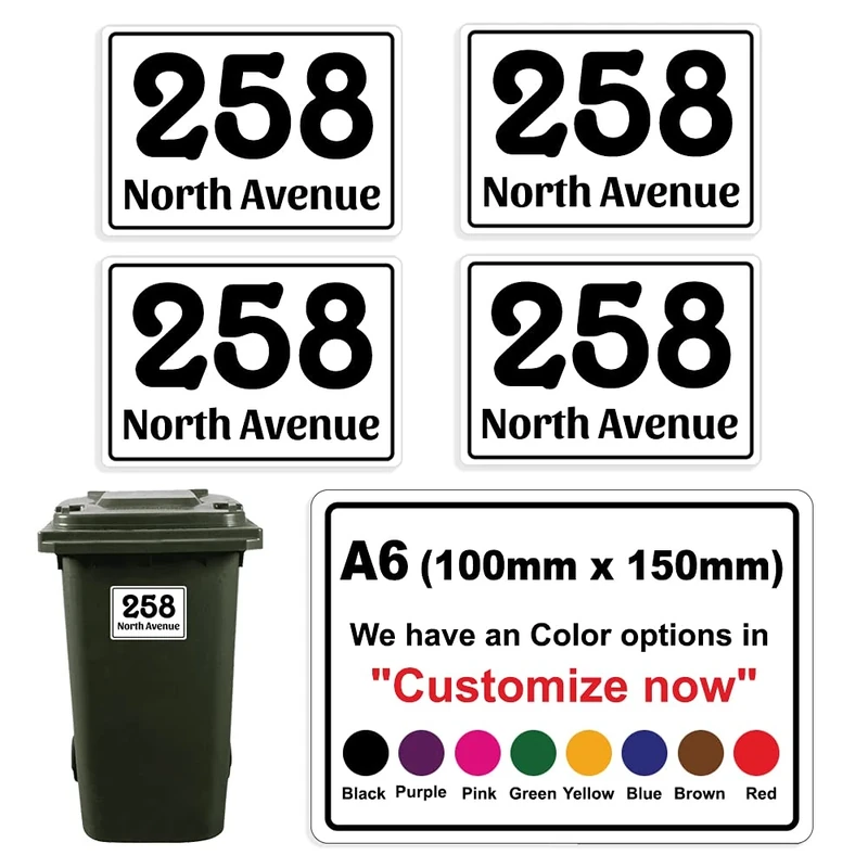 Stickers Limited 4x Bin Number Stickers - Waterproof House & Street