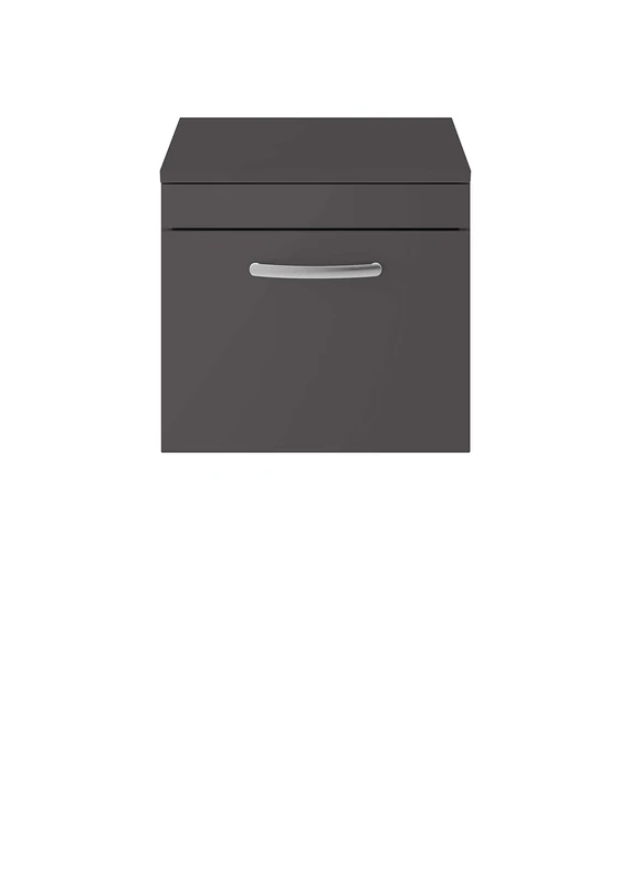 Nuie Vanity Unit, Manufactured Wood, Gloss Grey, 500mm