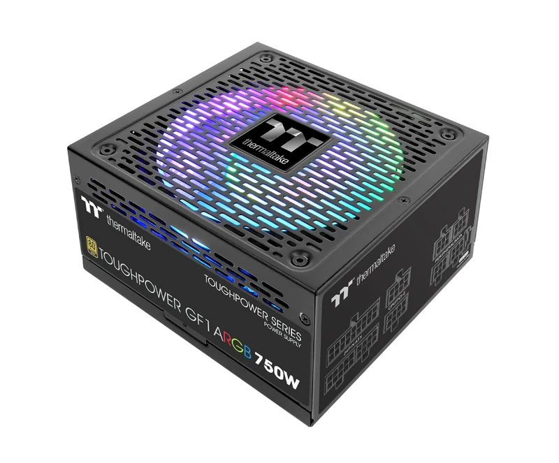 Thermaltake Toughpower GF1 750W ARGB PC ATX Power Supply 80-Plus Gold Fully Modular Quiet 140 Fan EU Certified Black