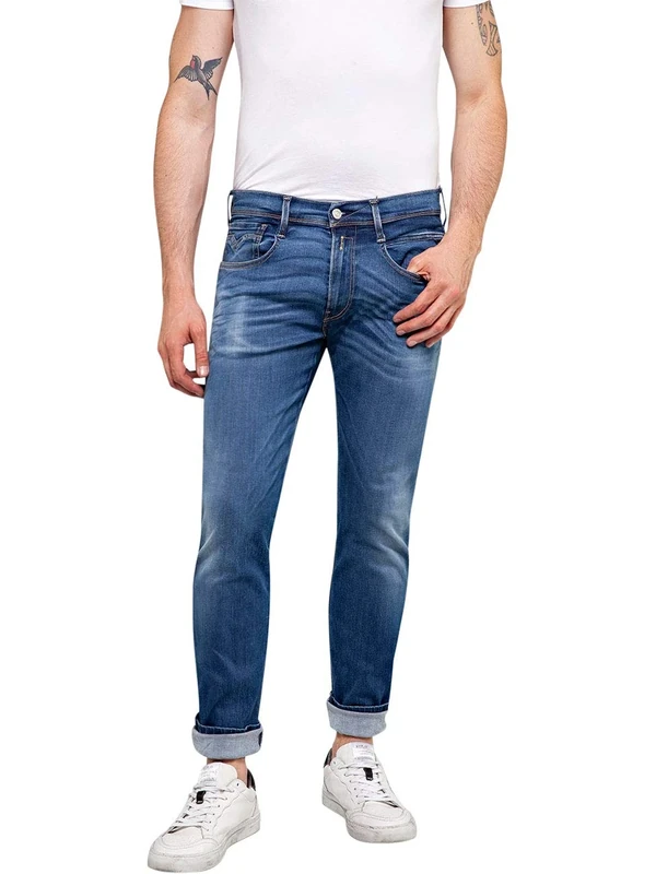 REPLAY Men's M914Y Anbass Hyper Bio Slim Jeans, Blue (Medium Blue 9), 30W / 36L