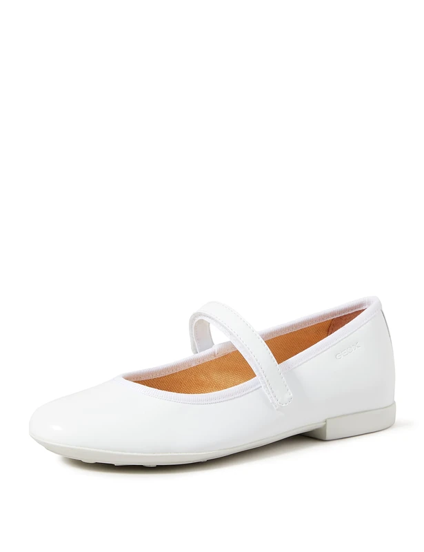 Geox Girls Jr Plie' Ballerina, White, 11 UK