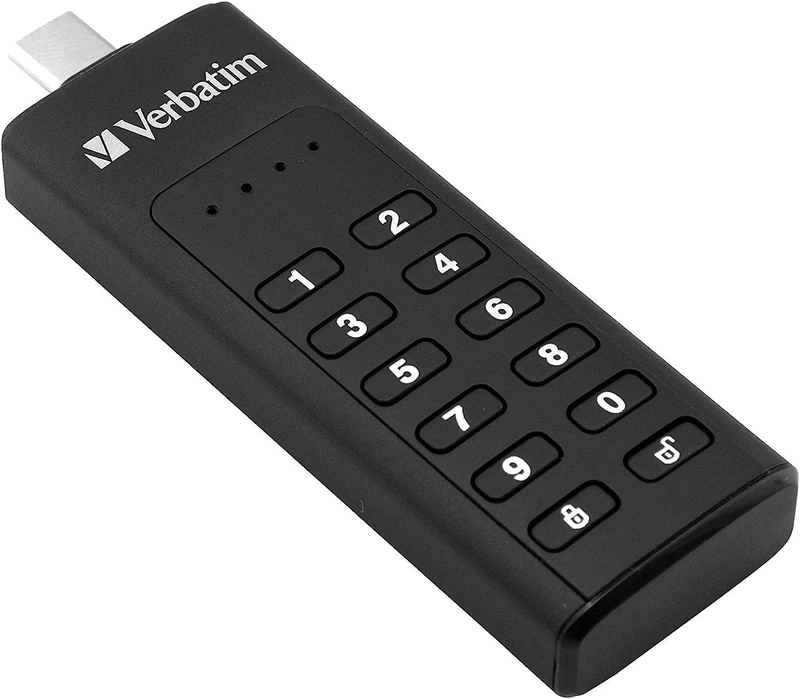 VERBATIM Keypad Secure USB-Stick - USB Type-C - 64GB - memory-stick with passcode-protection & encryption - incl. USB-C extension cable - USB Type-C for laptop notebook & co - black - Image 1