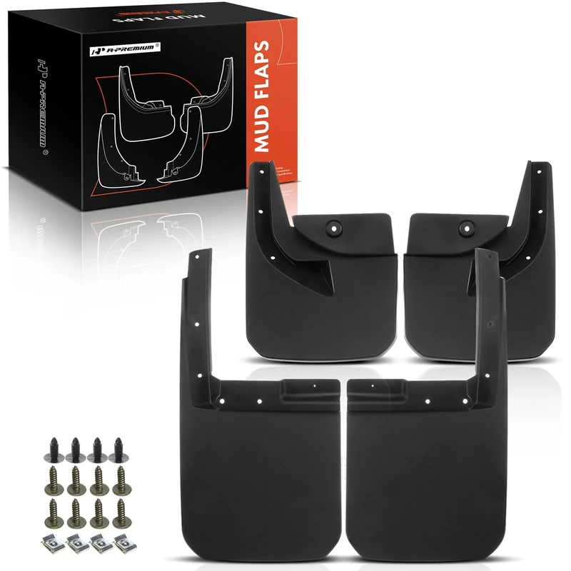 A-Premium Set of 4PCS Mud Flaps Splash Guards Mudguards Mudflaps with Hardware Kits Accessory Compatible with Jeep Wrangler, 2018-2022, Sport Utility, Black Color, Front LH RH and Rear LH RH