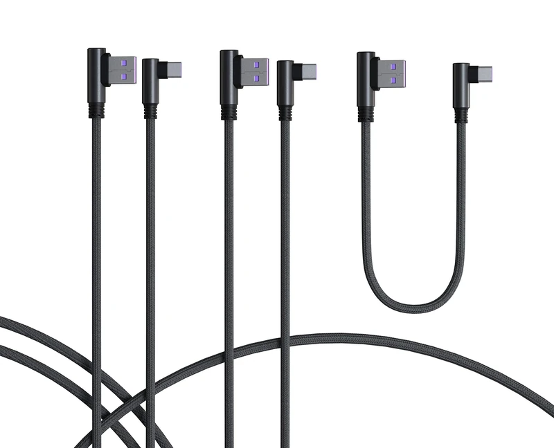 TECHGEAR USB C Cable (30cm+1m+1.5m) 90 Degree Right Angle Sync & Fast Charge Cable Compatible with Samsung S25 S24 S23 S22 S21 A16 A36 A54 5G, Pixel 9 8, OnePlus, Oppo Find X8 X5, Redmi Note, Moto etc