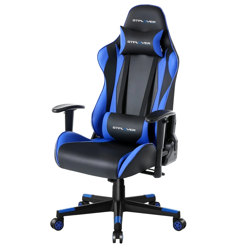 GTPLAYER Gaming Chair Office Desk Chair Swivel Heavy Duty Chair Ergonomic Design with Cushion and Reclining Back Support(Blue)