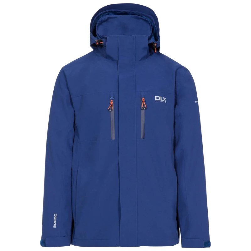 Trespass DLX Mens Waterproof Jacket with Zip Off Hood, Pockets and Taped Seams Oswalt