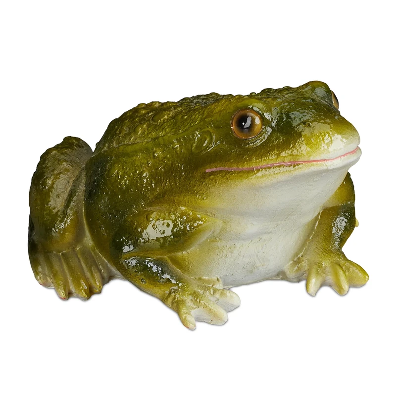 Relaxdays Garden Frog Figurine, Weatherproof, For Balcony, Patio, Pond, Poly-resin, Decor Toad Ornament, Green