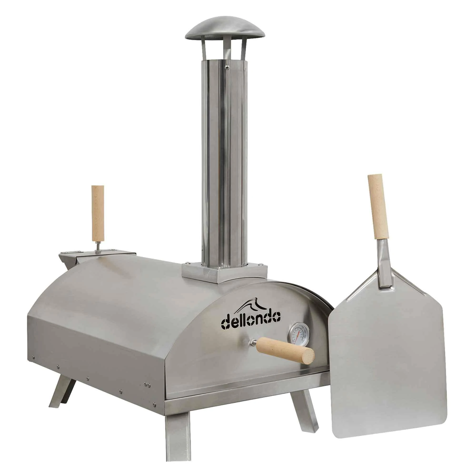 Dellonda Portable Wood-Fired 14" Pizza Oven and Smoking Oven, Stainless Steel - DG11