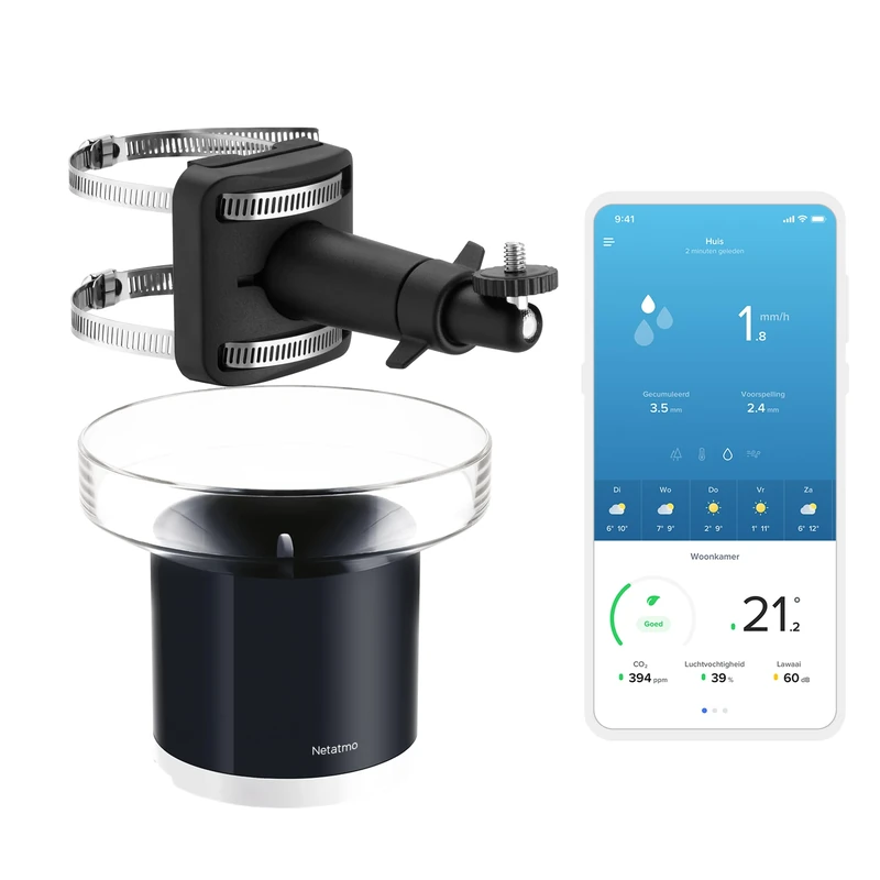 Netatmo Pack Rain Gauge for Weather Station + Wall Mount
