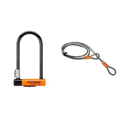 Kryptonite Evolution Lock with Flex Frame U-Bracket - Orange, Standard Shackle & loop cable Krypto Flex 220 cm, ⌀10 mm, grey