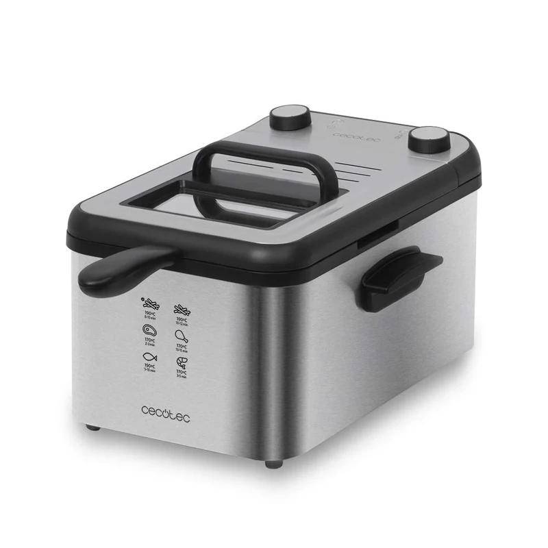 Cecotec CleanFry Infinity Electric Fryer, 1.5â€“4 Litre Capacity, OilCleaner Filter, Temperature up to 190°C, Dishwasher-Safe Trays 3 Litros Stainless steel