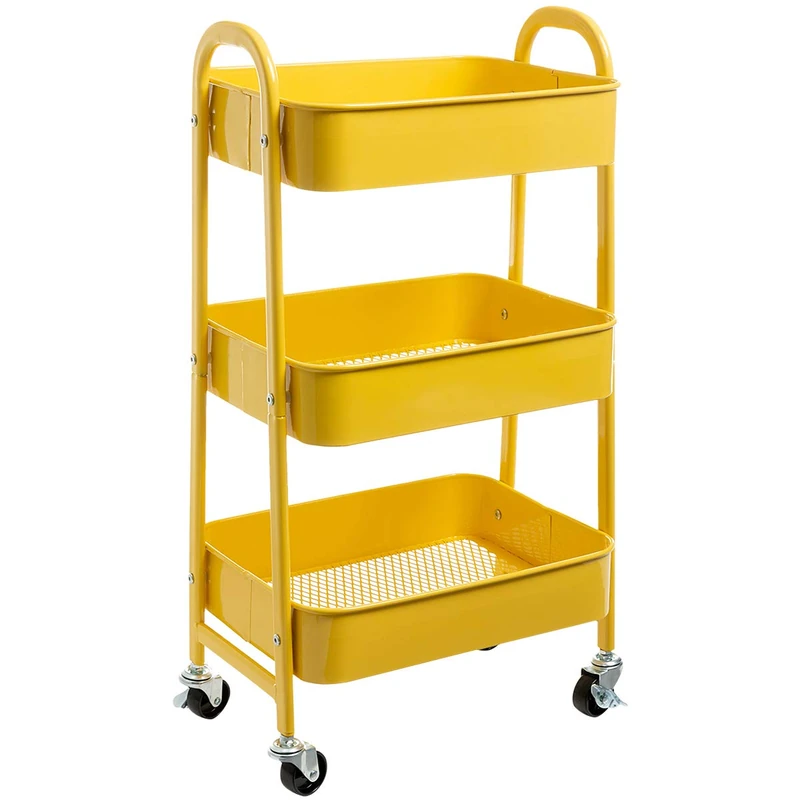 DOEWORKS Storage Trolley on Wheels Kitchen Trolley Metal Craft Trolleys