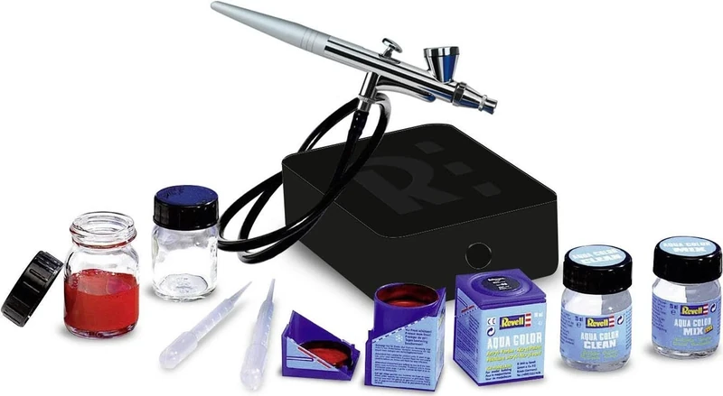 Revell 39195 Airbrush Basic Set with Spray Gun, Compressor, Accessories, Model Making and Craft Accessories, Multi-Coloured - Image 1