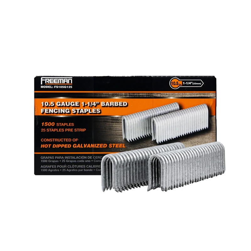 Freeman FS105G125 10.5-Gauge 1-1/4" Glue Collated Barbed Fencing Staples (1500 Count)