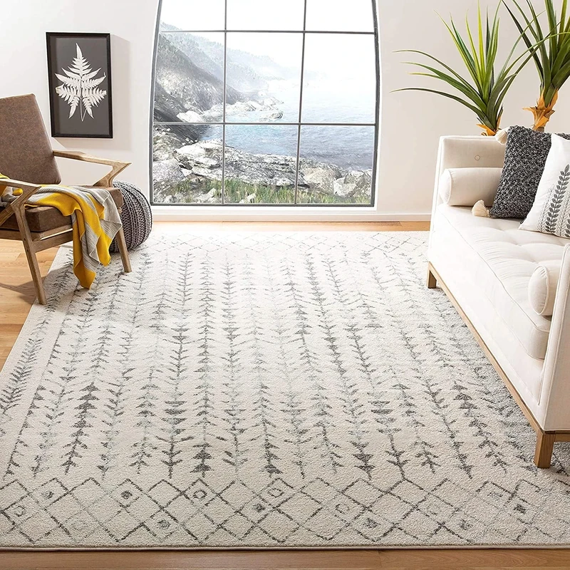 Safavieh Boho Chic Indoor Woven Rectangle Area Rug, Tulum Collection, TUL262, in Ivory / Grey, 160 X 229 cm for Living Room, Bedroom or Any Indoor Space