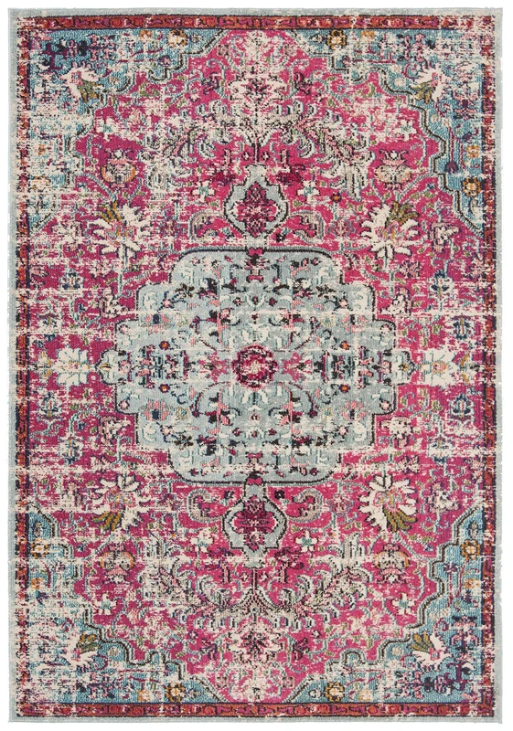 Safavieh Boho Rug for Living Room, Dining Room, Bedroom - Madison Collection, Short Pile, in Green and Turquoise, 91 x 91 cm