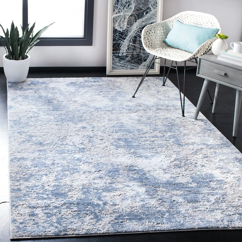Safavieh Modern Abstract Indoor Woven Rectangle Area Rug, Amelia Collection, ALA705, in Grey / Blue, 183 X 274 cm for Living Room, Bedroom or Any Indoor Space