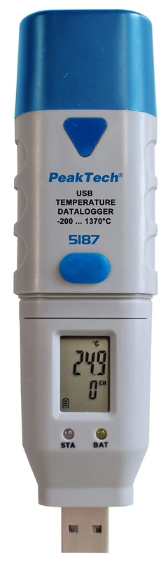 USB Data Logger, Type K Temperature, -200 to 1,300 °C, 32,000 Points
