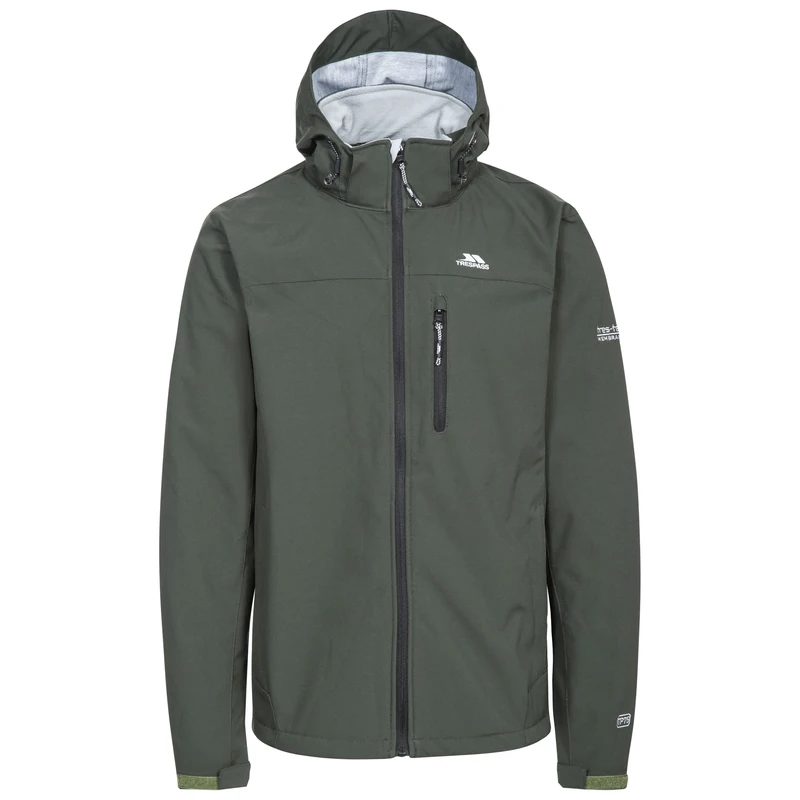 Trespass Men Stanford Waterproof Softshell Jacket with Hood - Olive, XX-Small