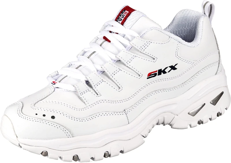 Skechers Women's Energy Timeless Vision Trainers, White Leather Red Navy Trim, 3 UK
