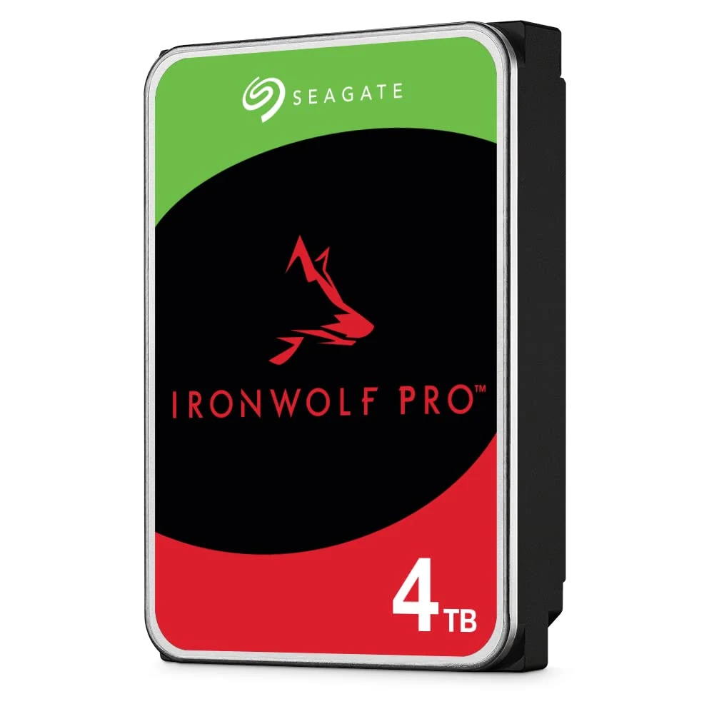 Seagate IronWolf Pro, 4 TB, NAS Internal Hard Drive, CMR 3.5 Inch, SATA 6 Gb/s 7,200 RPM, 256 MB Cache, for RAID Network Attached Storage, 3 years Rescue Services, FFP (ST4000NE001)