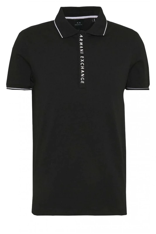 Armani Exchange Men's Hidden Buttons, Stretch Cotton Polo Shirt Not Applicable, Black (Black 1200), X-Large