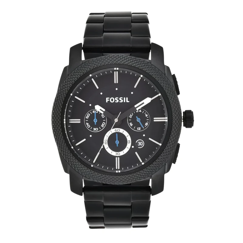 Fossil Watch for Men Machine, Quartz Chronograph Movement, 45 mm Black Stainless Steel Case with a Stainless Steel Strap, FS4552IE