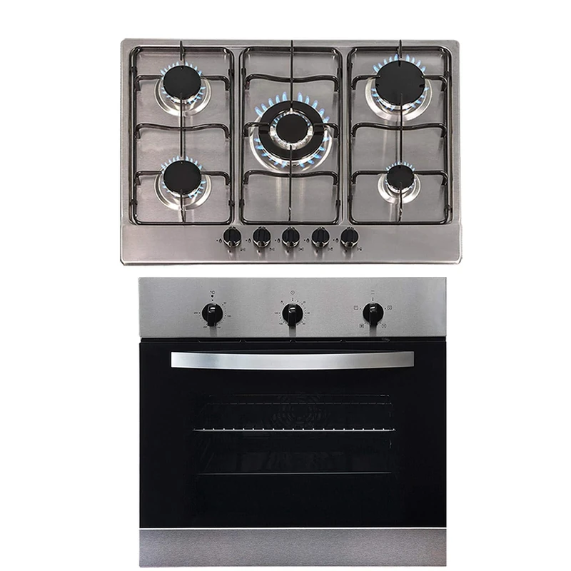 SIA 60cm Stainless Steel True Fan Oven + 70cm 5-Burner Gas Hob